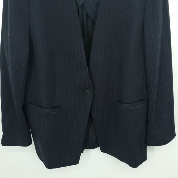 Spanx Collarless Oversize Ponte Knit Blazer L Navy Blue Pinstripe - Picture 8 of 16